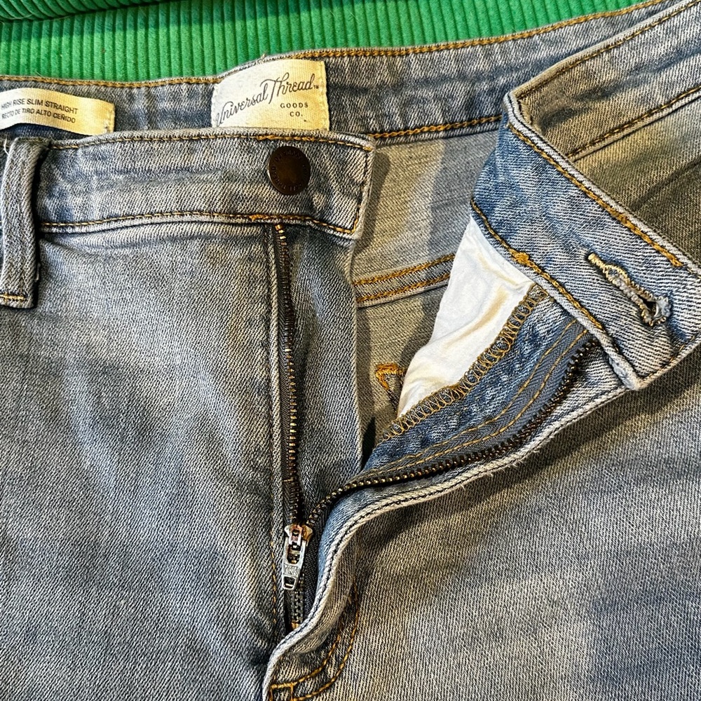 Universal Thread Light Blue Distressed High Rise Straighg Jeans Size 16 - Picture 10 of 11